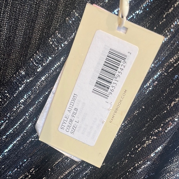 Ramy Brook Black and Silver V-Neck Asymmetrical Cocktail Dress - Picture 6 of 6